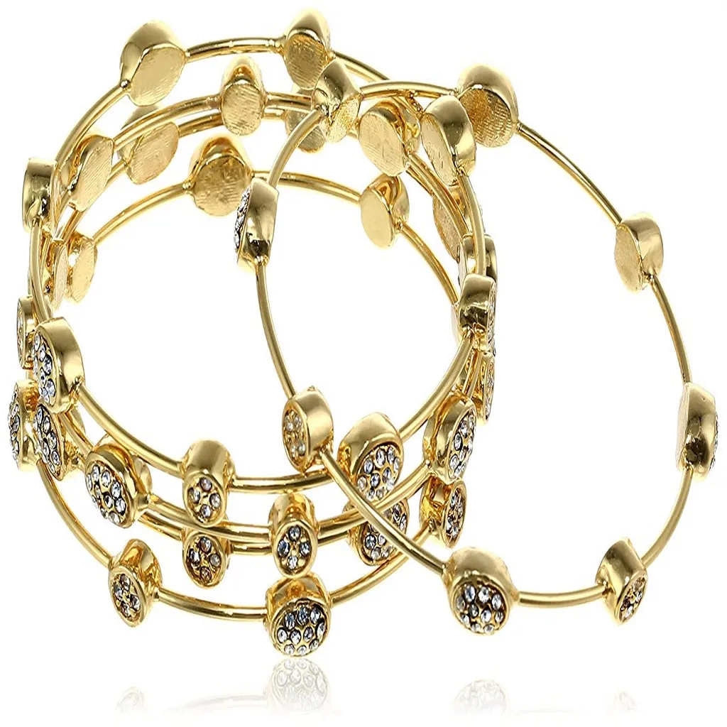 Estele Gold Plated Diamond Studded Oval Bangle Bracelet for women