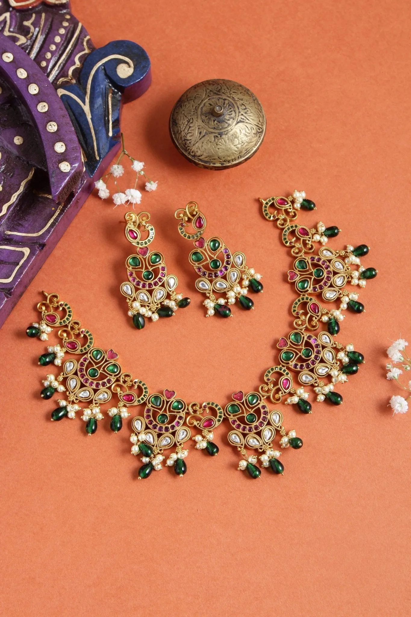 Ethnic Pearl Floral Beaded Choker