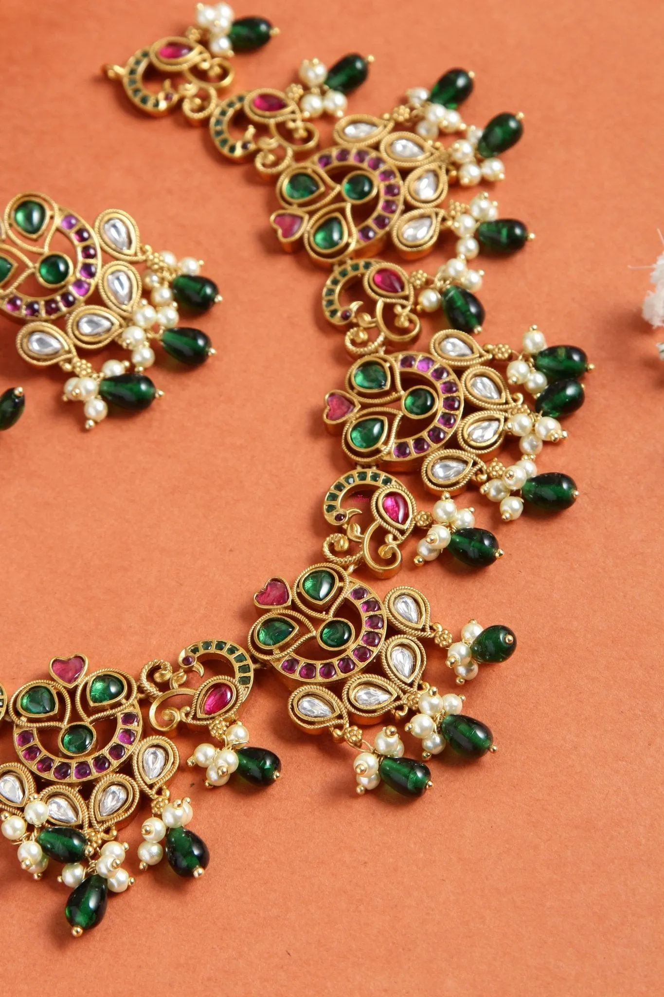 Ethnic Pearl Floral Beaded Choker