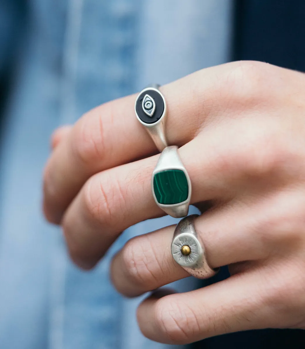 Evil Eye Sterling Silver Ring With Matte Onyx Stone