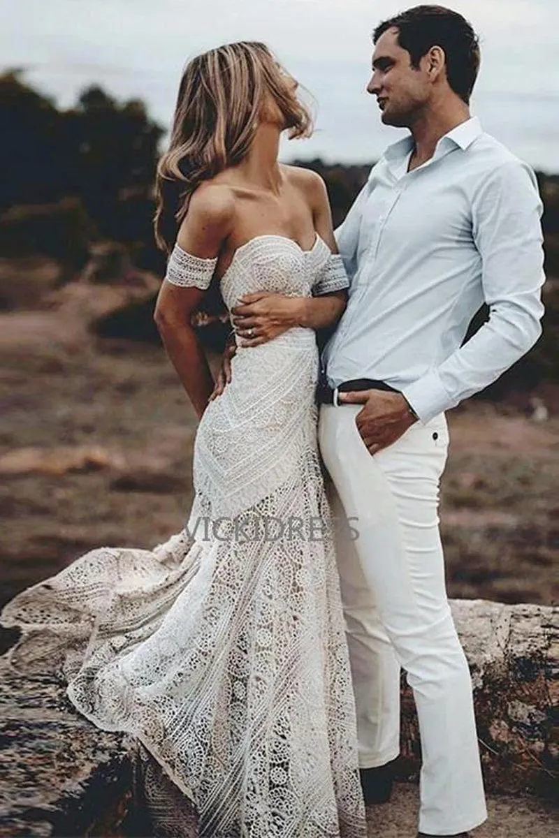 Fashionable Mermaid Sweetheart Lace Wedding Dresses  VK053002