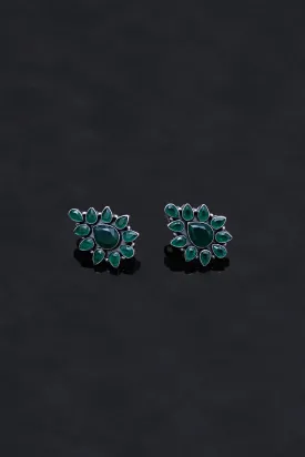 Festive Vibes Green Stone Flower Studs