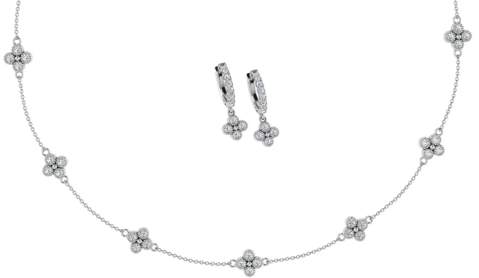 Flower Necklace Earring Set