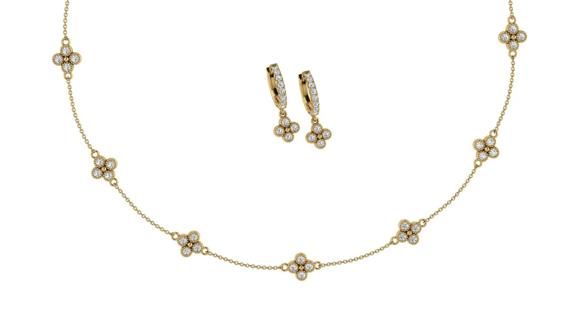 Flower Necklace Earring Set