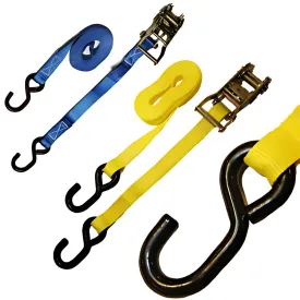 FT Yellow Cargo Control Strap with Black Vinyl S-Hook