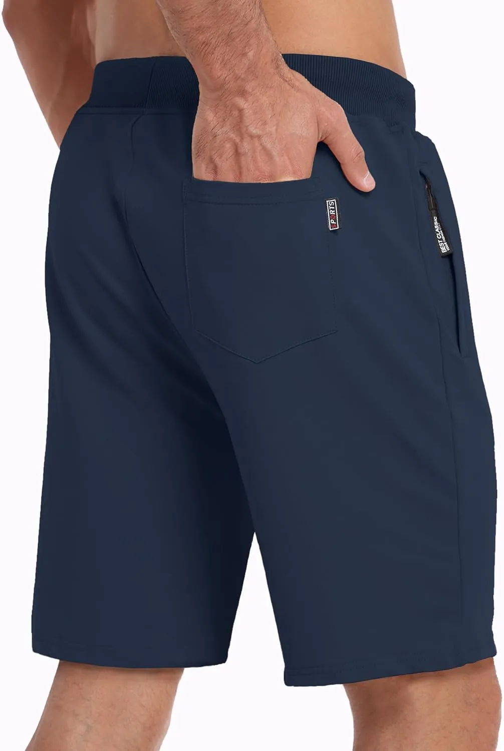 GEEK LIGHTING Mens Shorts Casual Cotton Drawstring Zipper Pockets Elastic Waist Lightweight Summer Athletic Beach Shorts