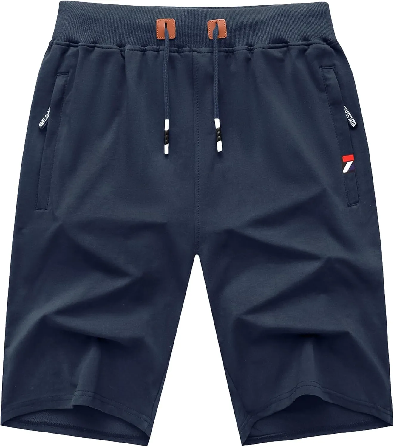 GEEK LIGHTING Mens Shorts Casual Cotton Drawstring Zipper Pockets Elastic Waist Lightweight Summer Athletic Beach Shorts