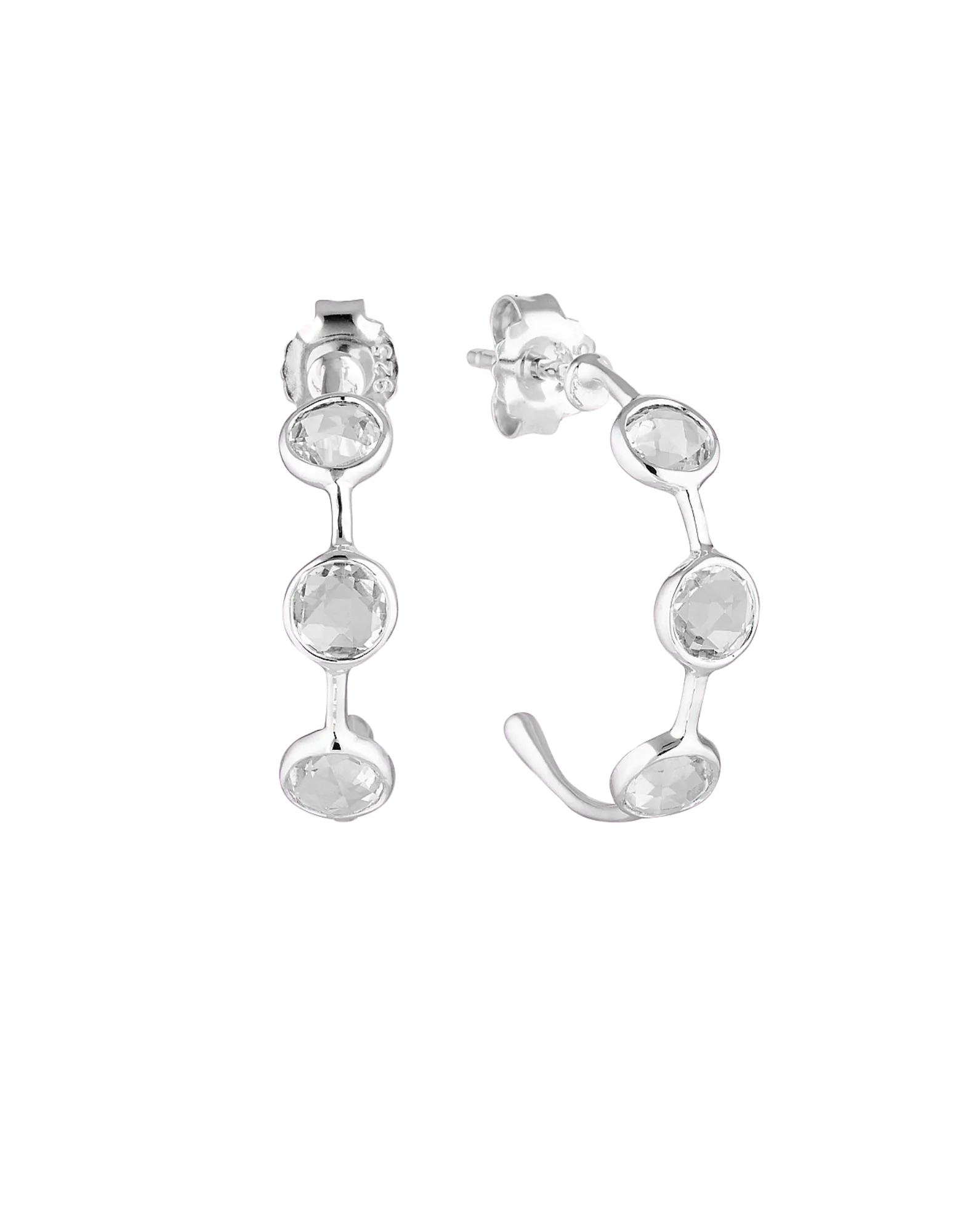 Georgini Kiklo Hoop Earrings w/ White Topaz - Silver