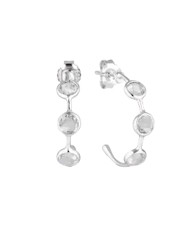 Georgini Kiklo Hoop Earrings w/ White Topaz - Silver
