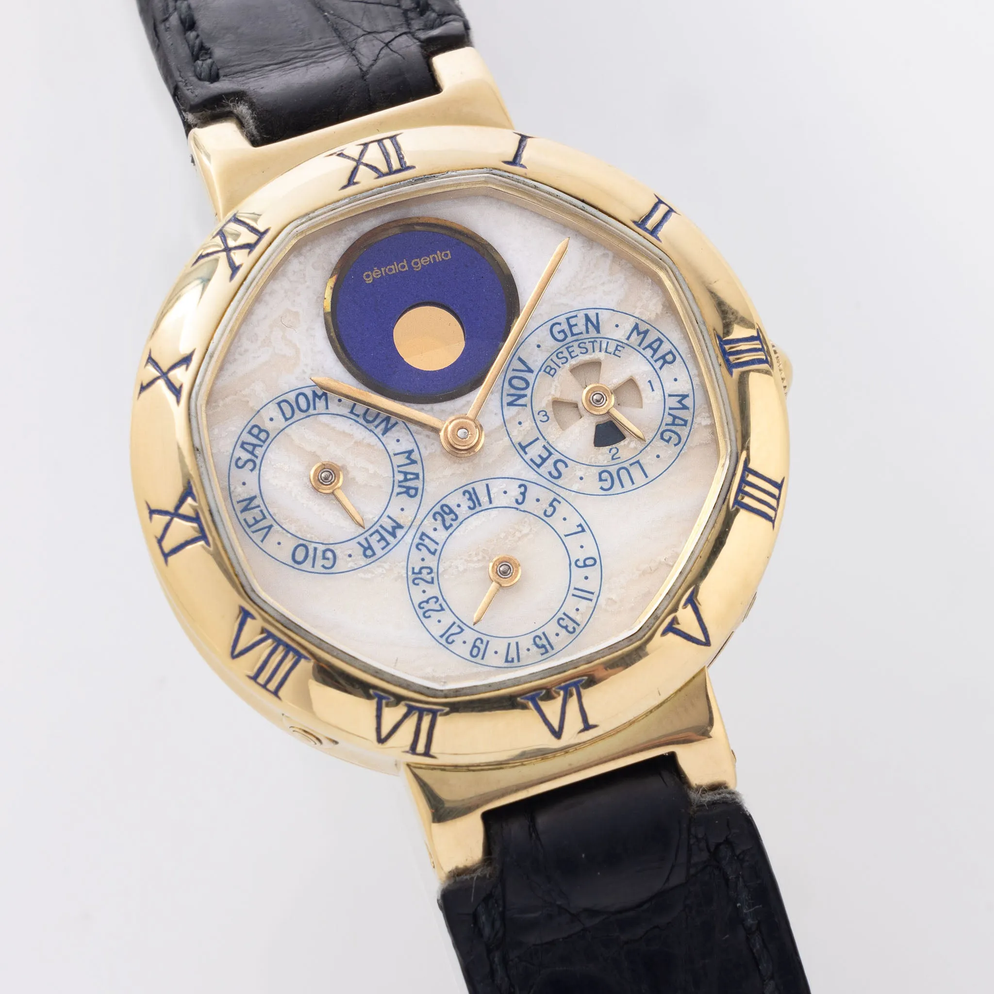 Gerald Genta "Success" Perpetual Calendar Moonphase 18kt Yellow Gold "Marble dial" Ref G2994.7