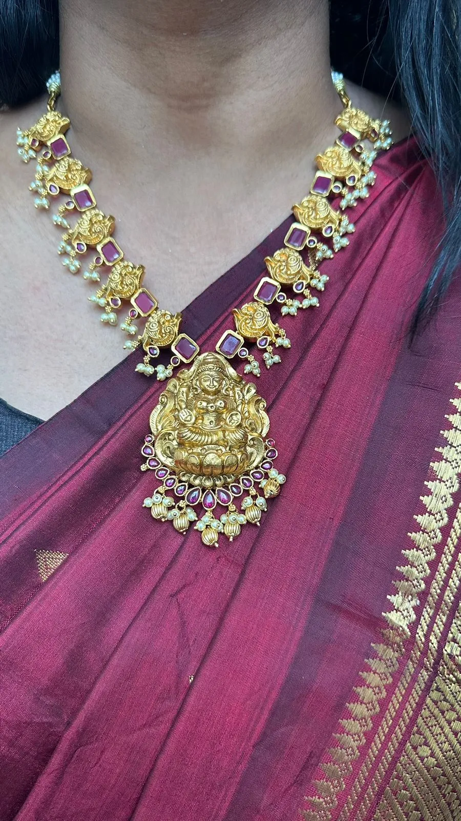 Goddess Peacock Ruby Stone Necklace
