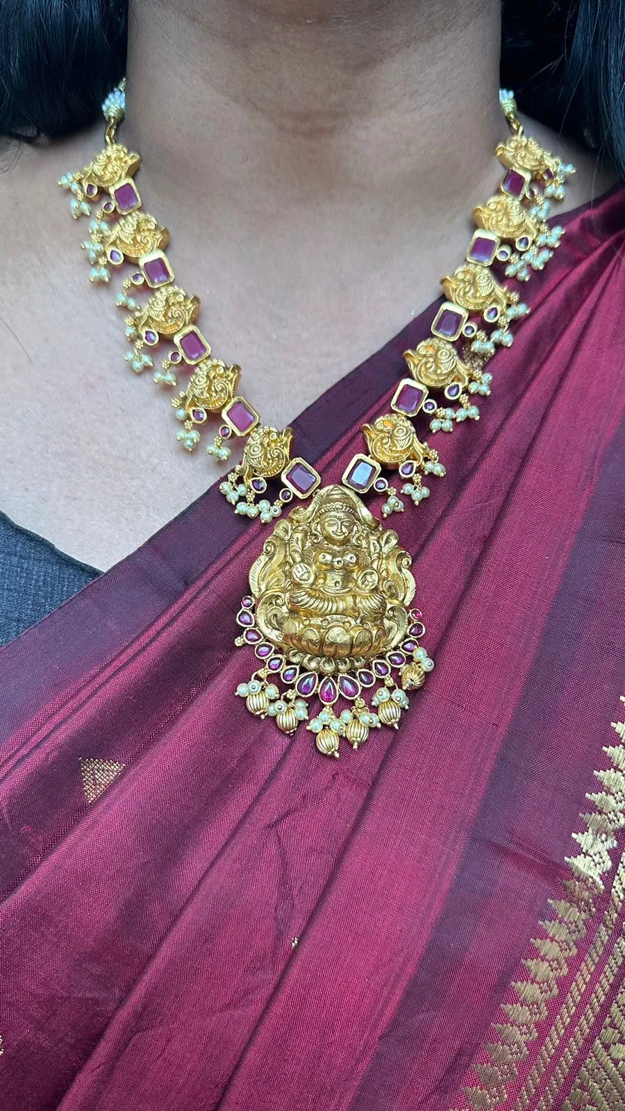 Goddess Peacock Ruby Stone Necklace