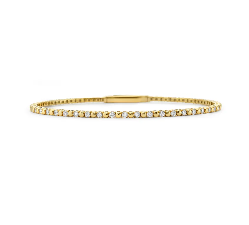 Gold   Diamond Alternating Flex Bangle