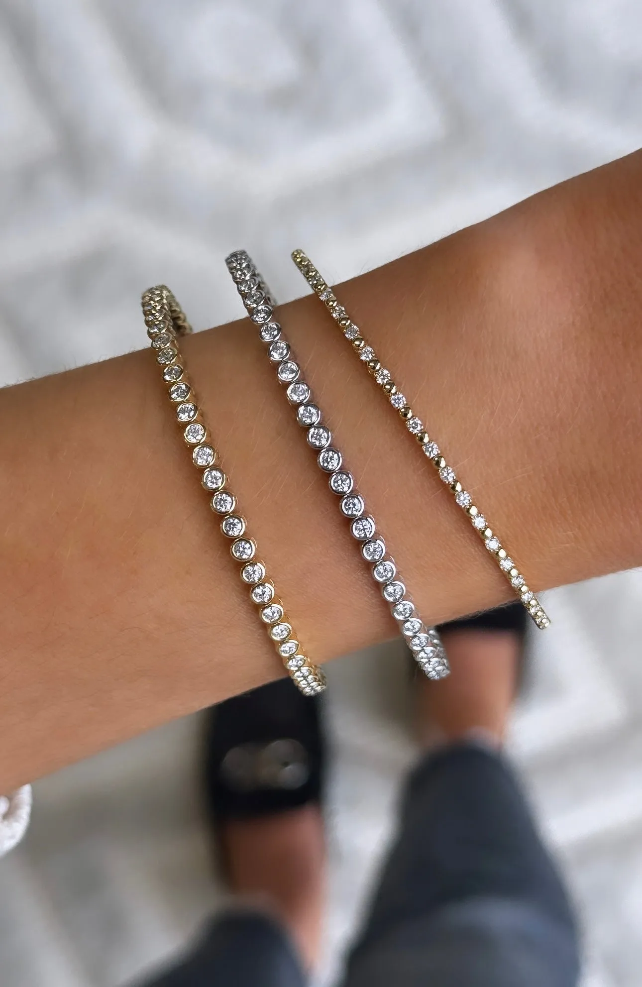 Gold   Diamond Alternating Flex Bangle