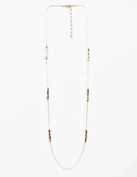 Gold Hammered Bar Chain Necklace