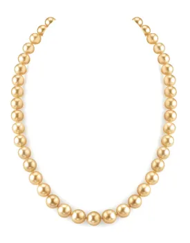 Golden South Sea Pearl Necklace, 8.0-10.0mm - AAA/AAAA Quality