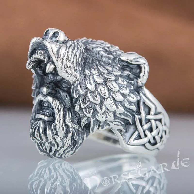 Handcrafted Bear Berserker Ring - Sterling Silver