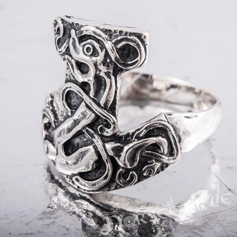 Handcrafted Celtic Mjölnir Ring - Sterling Silver
