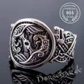 Handcrafted Celtic Ravens Jellinge Style Ring - Sterling Silver