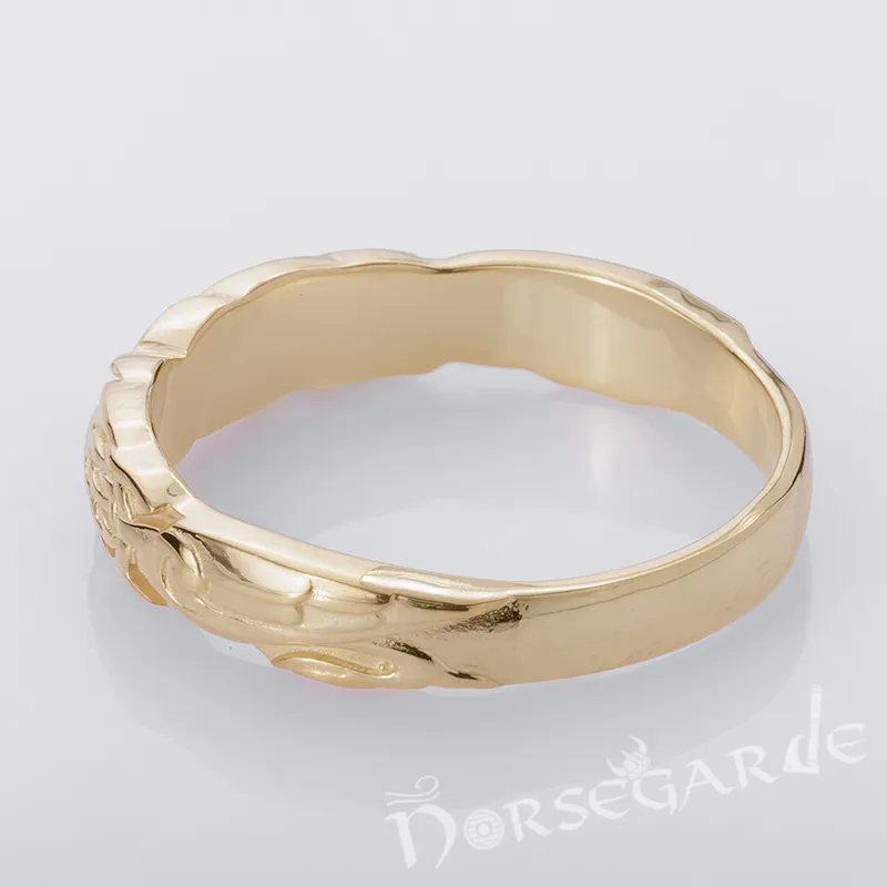 Handcrafted Clashed Ravens Band - Gold
