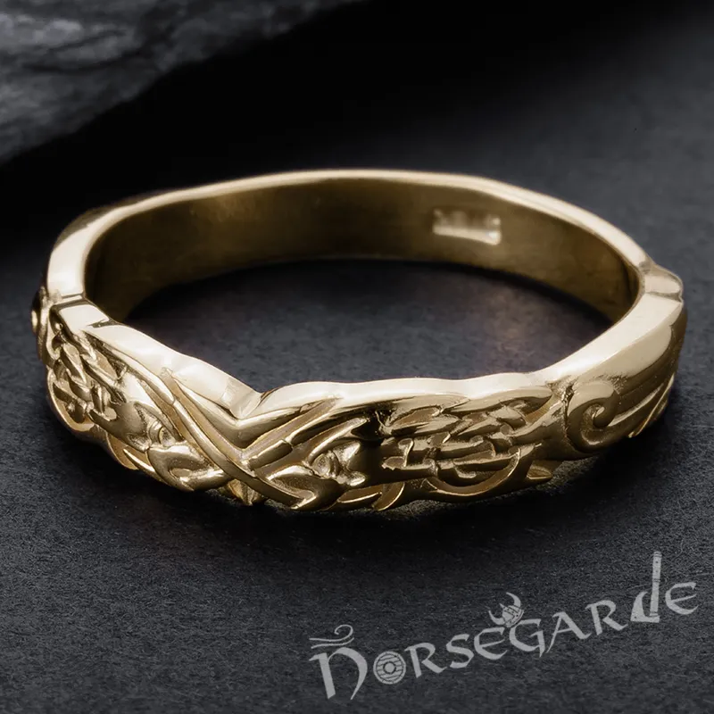 Handcrafted Clashed Ravens Band - Gold