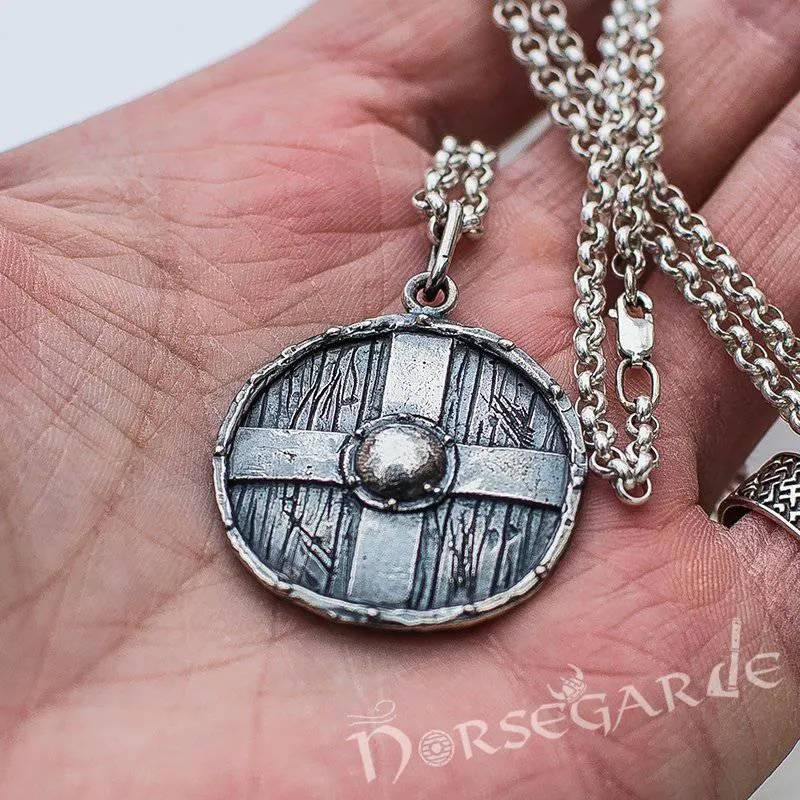 Handcrafted Cross Reinforced Shield Pendant - Sterling Silver