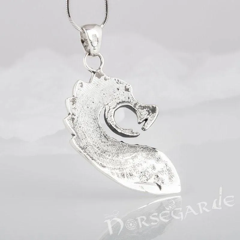 Handcrafted Drakkar Serpent Headpiece Pendant - Sterling Silver