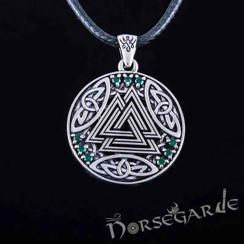 Handcrafted Gemmed Celtic Valknut Pendant - Sterling Silver