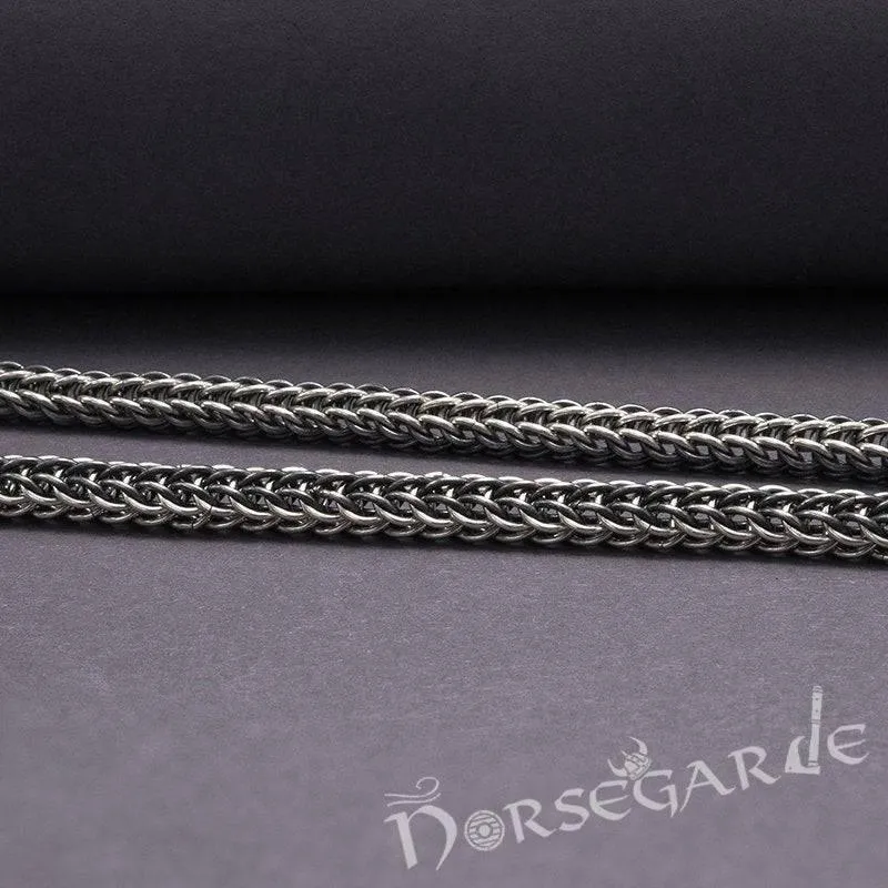 Handcrafted Heavy Weave Chain with Wolves - Sterling Silver