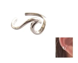 Handmade Single Wave Band adjustable Ear Cuff, 925 Sterling Silver Nautical Clip On Non Piercing Huggie Earring for Women, Dainty Ear Wrap Fake Cartilage Clips Jewelry, By MiYa Jewelry