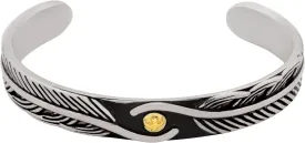 HAQUIL Silver Plated Stainless Steel Gold Tone Native American Feather Cuff Bracelet Jewelry Gift for Men and Women