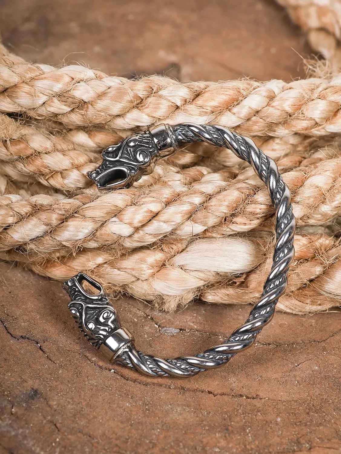 HAQUIL Stainless Steel Viking Twisted Cuff Bracelet, Viking Arm Ring for Men, Viking Jewelry Gift for Men