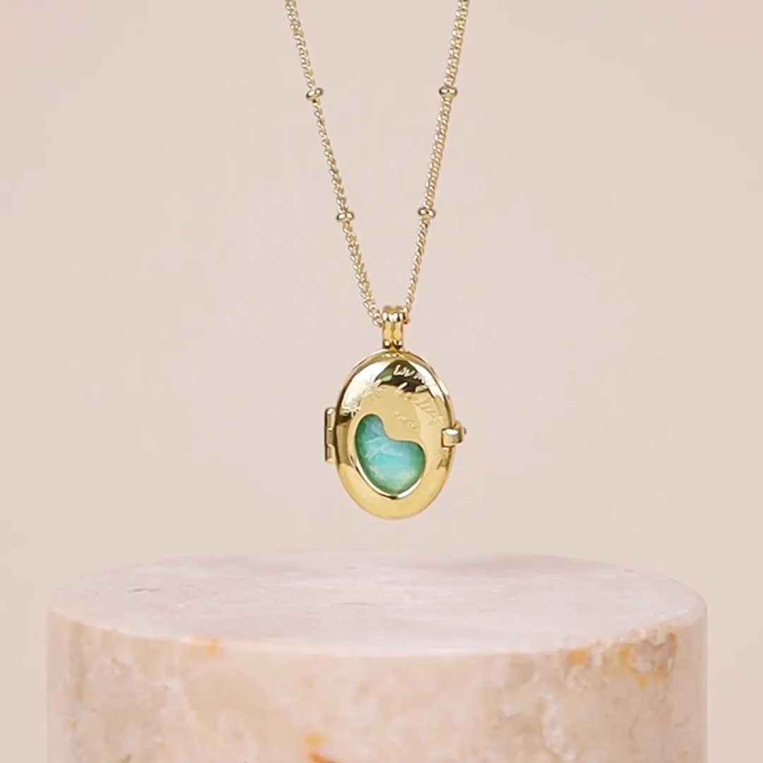 Healing Amazonite Gold Locket Necklace