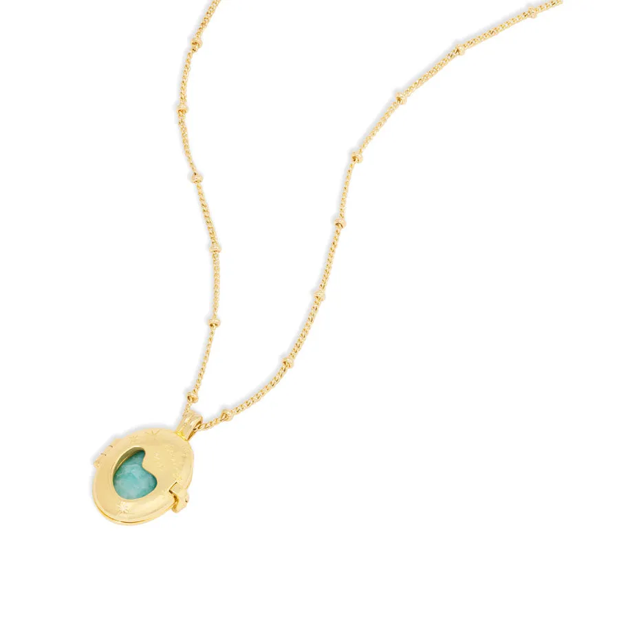 Healing Amazonite Gold Locket Necklace