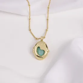 Healing Amazonite Gold Locket Necklace