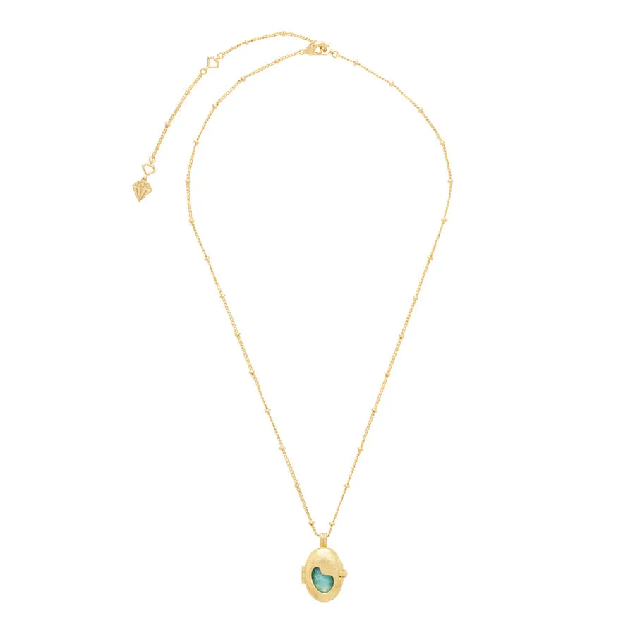 Healing Amazonite Gold Locket Necklace