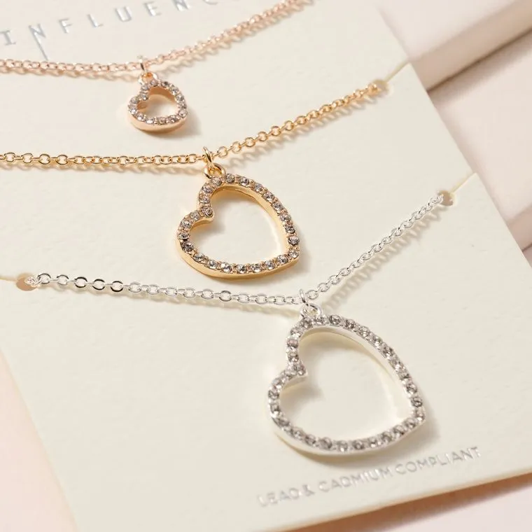 Heart Charms Short Necklace Set