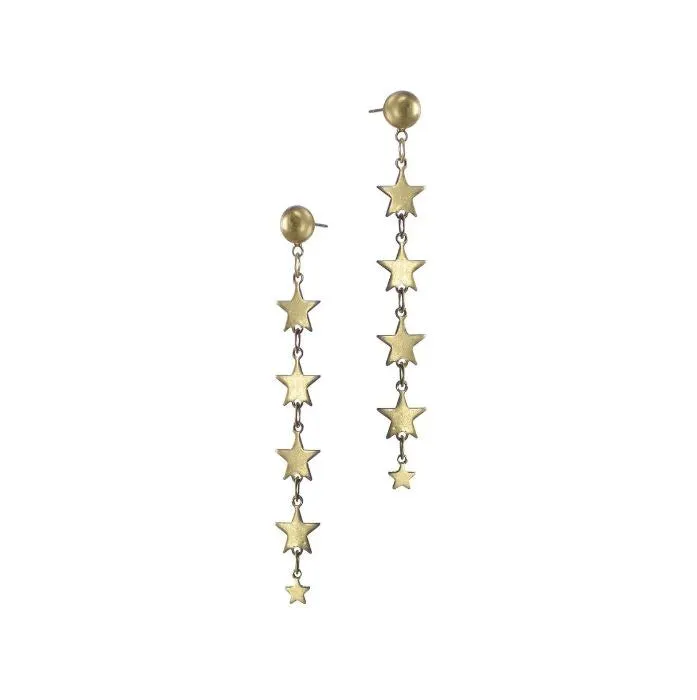 Hot Tomato 'Five Sisters' Star Drop Earrings in Worn Gold
