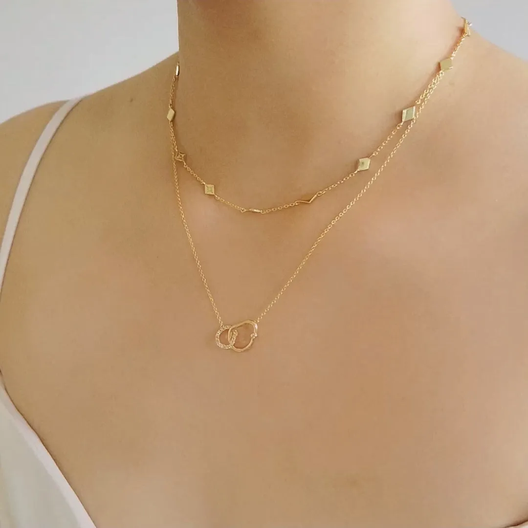 Infinity Link Pave 14K Gold Vermeil Necklace