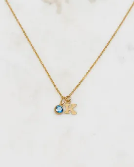 Initial K with Birthstone Necklace