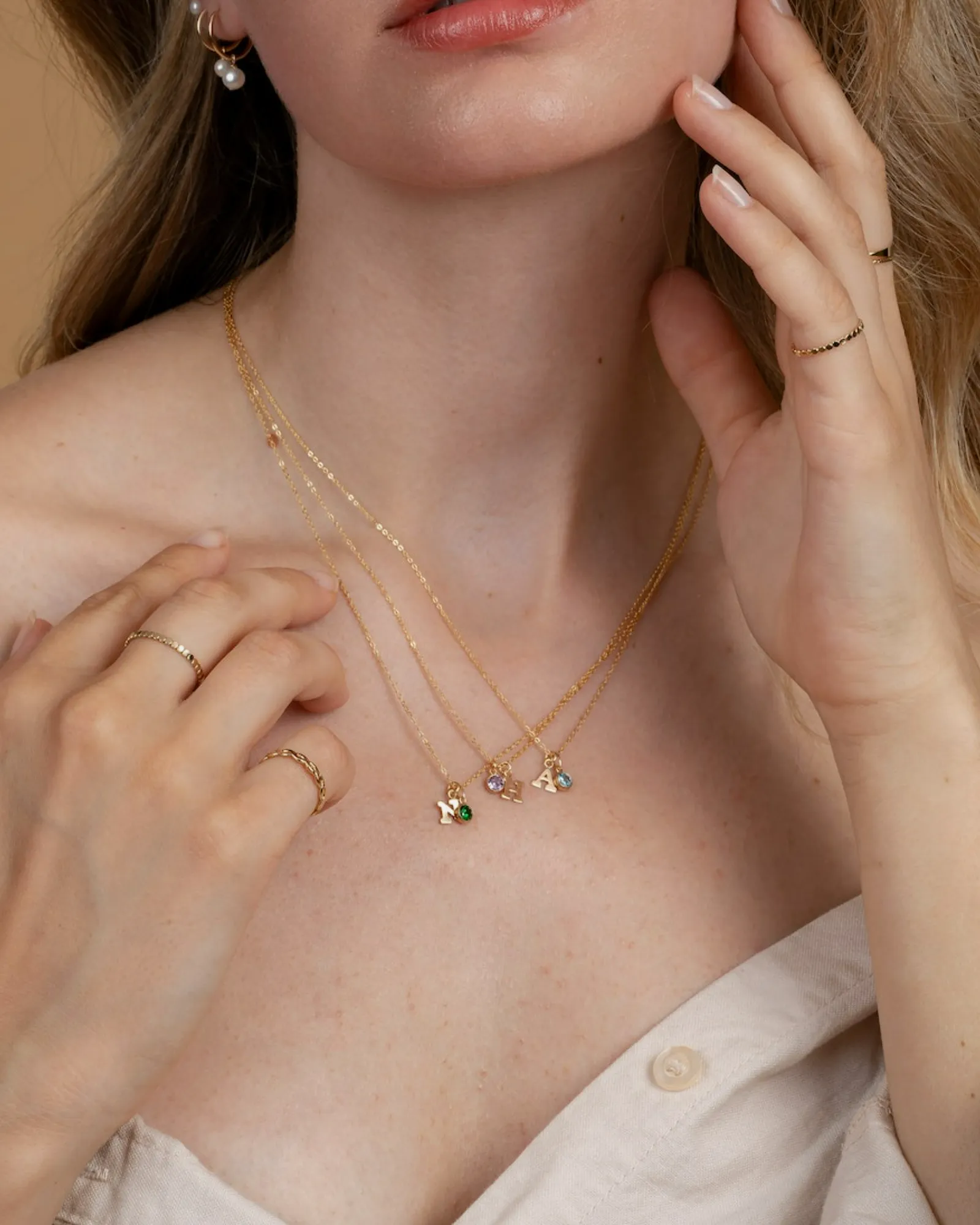 Initial K with Birthstone Necklace