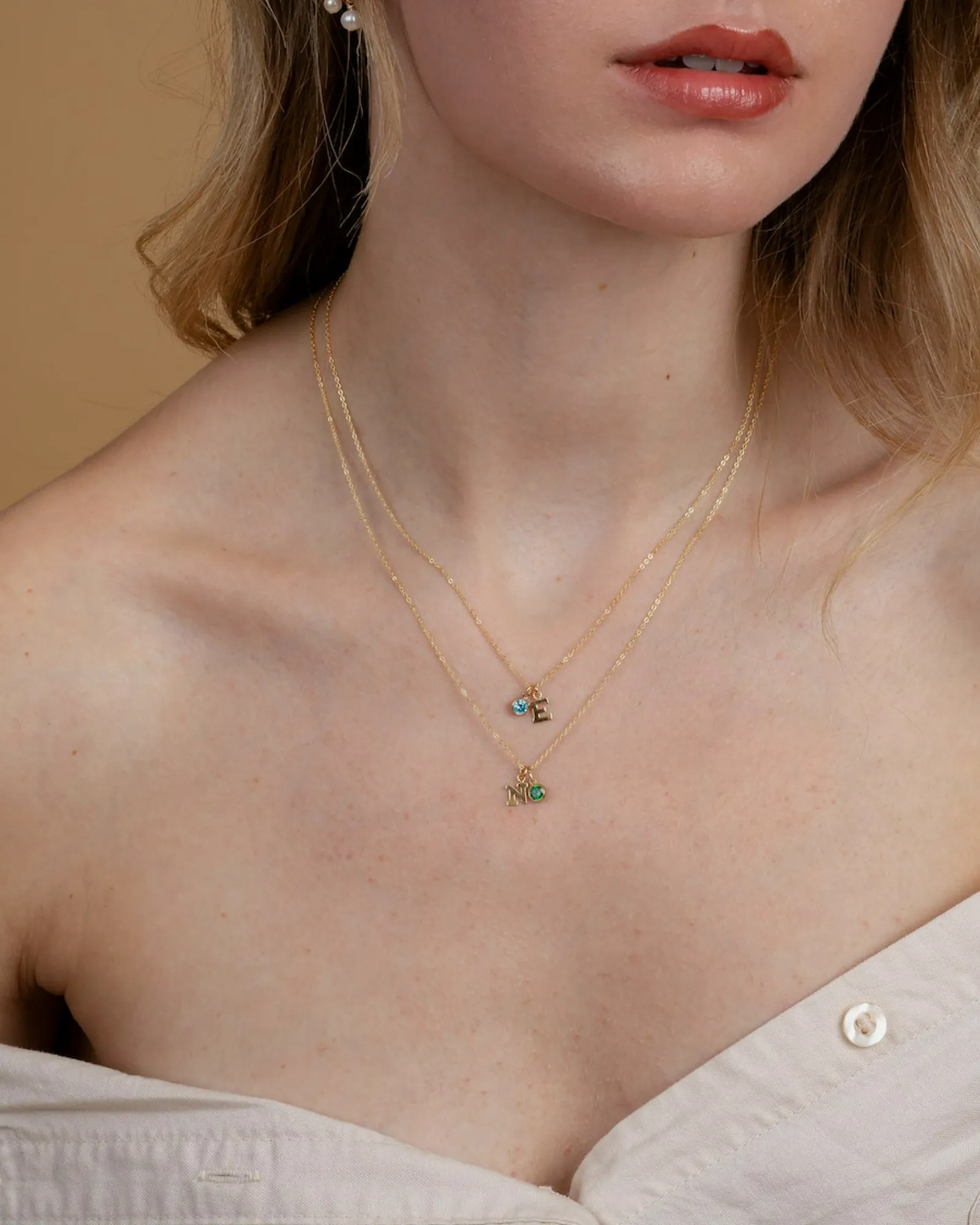 Initial K with Birthstone Necklace