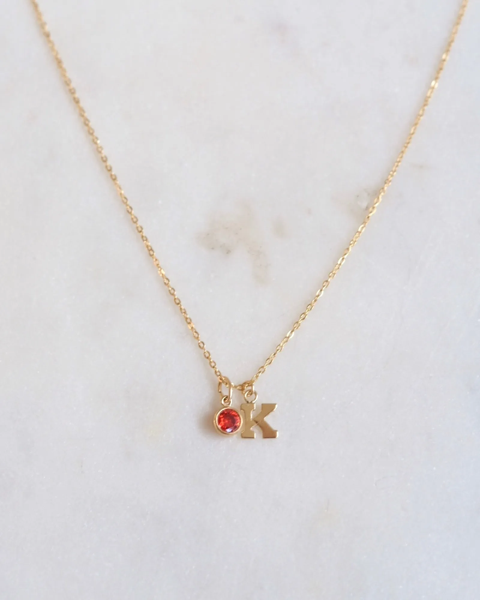 Initial K with Birthstone Necklace