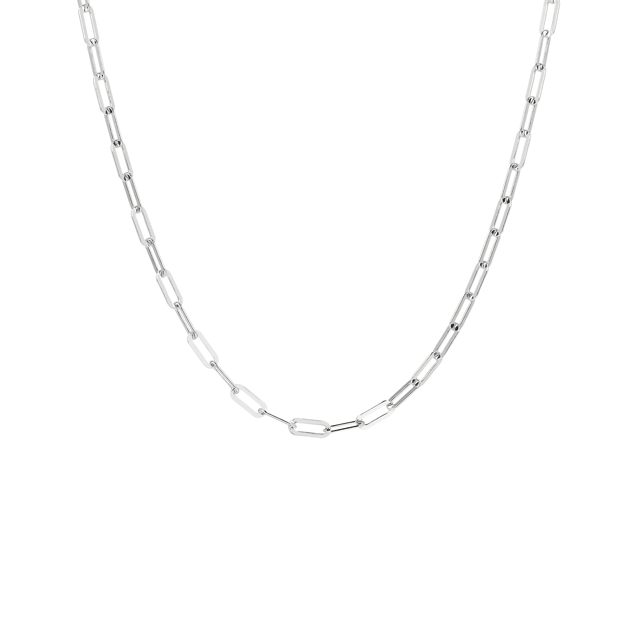 Italian Sterling Silver 18" Petite Paperclip Link Necklace