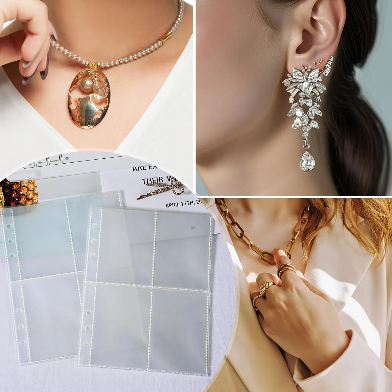 Jewelry Organizer Book Clear Refill Inner Pages for Earring Storage Book Grid Pages Jewelry Storage Book Refill Inner (20 Small Grid Pages for Jewelry Books)