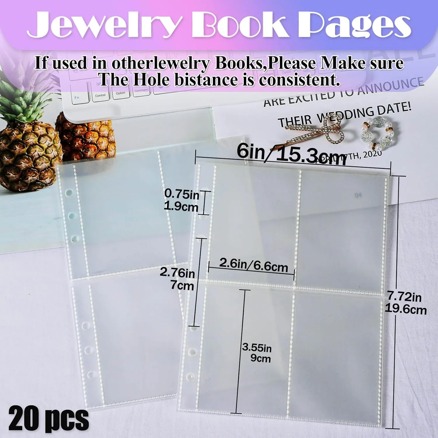 Jewelry Organizer Book Clear Refill Inner Pages for Earring Storage Book Grid Pages Jewelry Storage Book Refill Inner (20 Small Grid Pages for Jewelry Books)