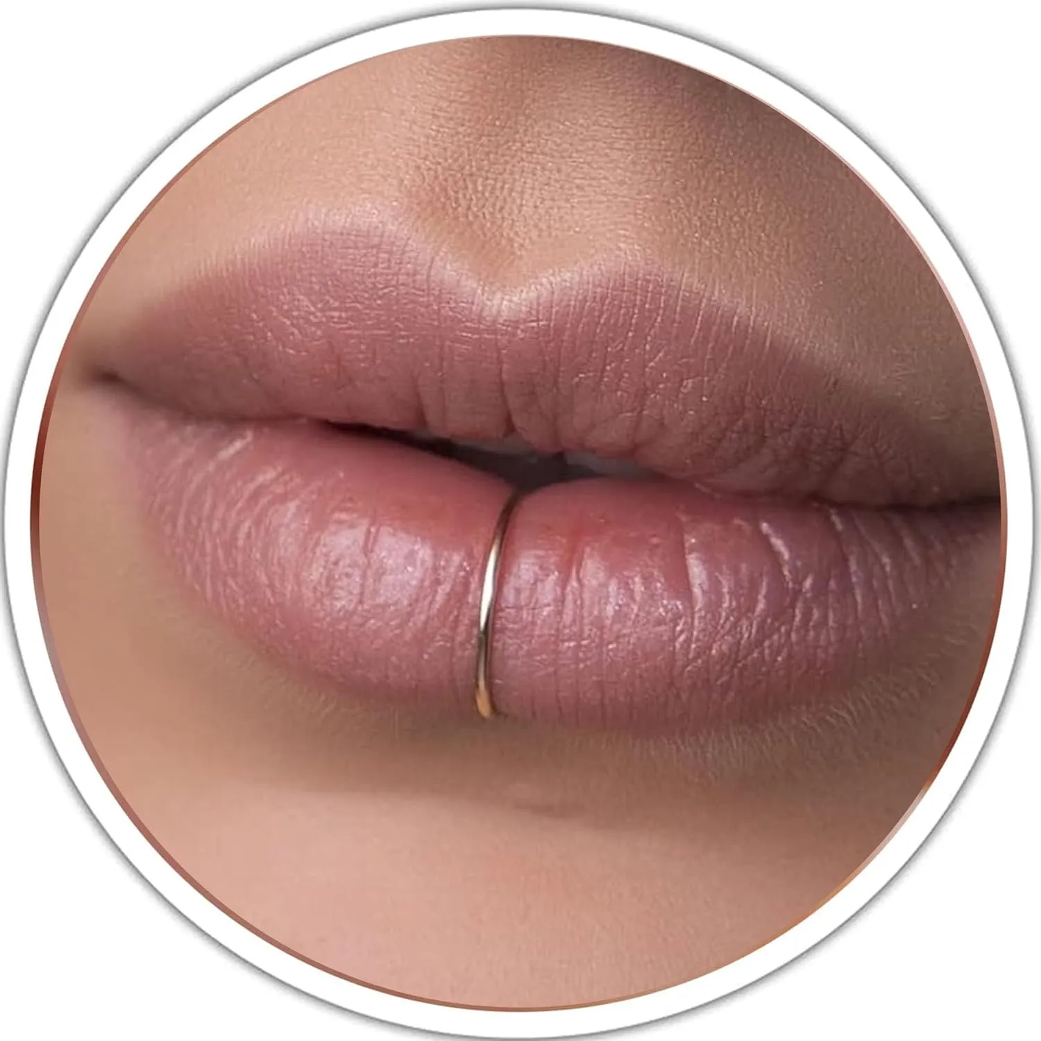 Jolliz Gold Lip Ring - 20 Gauge Thick 14k Gold Filled Lip Piercing Hoop - Lip Ring for Women - Faux Lip Hoop - Gold Lip Piercing Ring