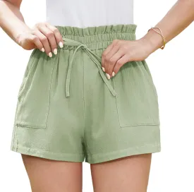 Jouica Women's Shorts 2024 Summer Casual Beach Bermuda High Waist Linen Shorts for Women Trendy