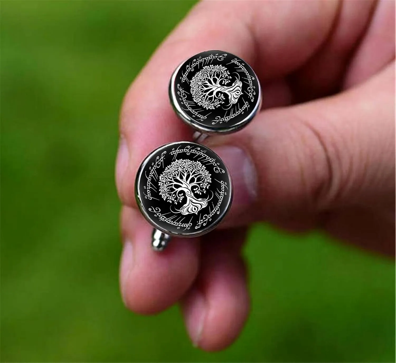 Kooer Cufflinks For Men, White Tree Cufflinks Wedding Christmas Tree of Life Cuff Links Gift For Men Father Dad Husband