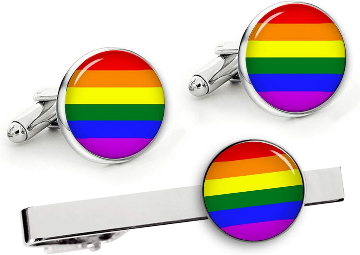 Kooer Rainbow Cufflinks Gay and Lesbian Personalized Wedding LGBT Cuff Links LGBT Wedding Gift
